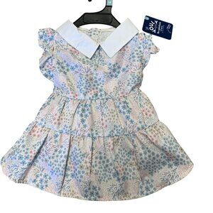 Youly Floral Pet Dog Dress M‎ 16-18" White Collar Ruffle Sleeves Polyester